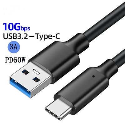USB3.2 10Gbps Cable USB Type A to USB C 3.2 Gen2 Cable Data Transfer USB C SSD Hard Disk Cable 3A 60W QC 3.0 Fast Charging 1m 2m