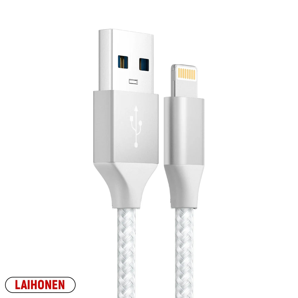 1m 2m 3m Fast Charging USB Cable for iPhone 11 12 13 14 Pro XS Max XR X 6S 7 8 Plus SE Nylon Braided Wire USB Charger Data Cable