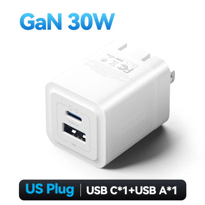 Vention 30W GaN USB Type C Charger PD 3.0 Dual Ports Fast Charging for iPhone 8-16 Tablet Xiaomi Samsung USB Type C USB Charger