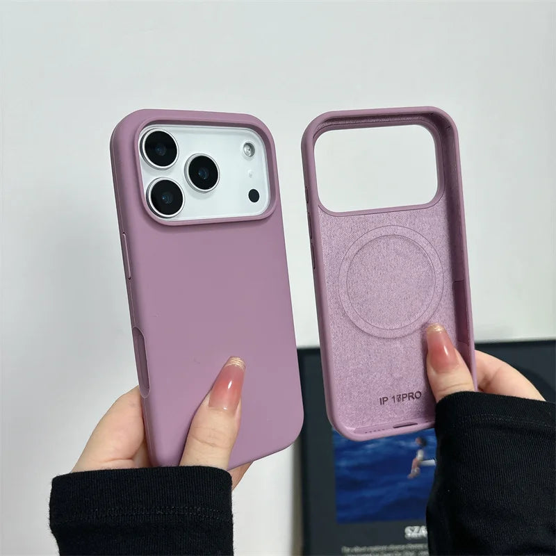 Magnetic Liquid Silicone Case for iPhone 18 17 Pro 17 Pro Max 16 15 14 For Magsafe Big Camera Hole Cover Shockproof Protective