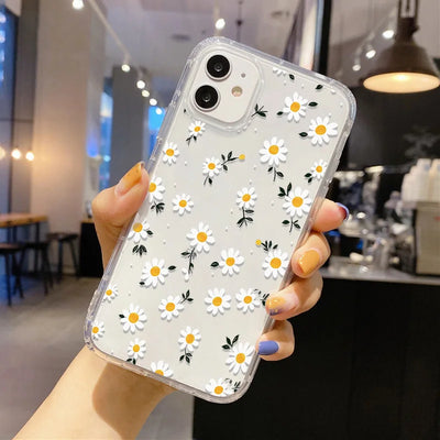 Flower Phone Case For iPhone 17 Case iPhone 15 13 14 18 11 12 16 Pro Max 7 8 Plus 13 Mini XR SE Soft Silicone Transparent Cover