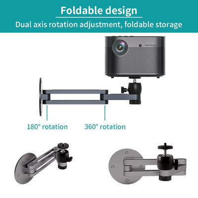 Projector Wall Mount Bracket Multi-angle Adjustable Foldable 360 Degrees Rotation Wall Support Aluminum Alloy Projector Stand