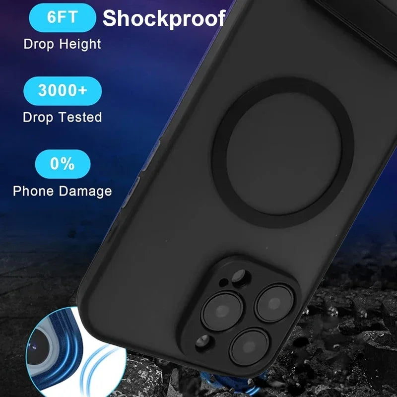 Magnetic Mobile Phone Case with Stand for iPhone 17 16 Pro Max 15 14 Plus 13 12 11 Translucent Cover with Kickstand