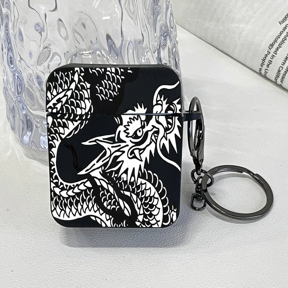 Black Dragon Design Earphone Cases for Airpods Pro3/Pro2/Pro For Apple Bluetooth Headset Case Protective Cover Airpods 1/2/3/4