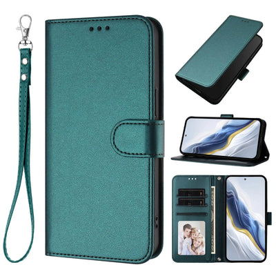 Solid Color Flip Wallet Leather Case For iPhone 17 13 14 15 16 12 Pro Max Air 16E 16 15 14 Plus 12 13 Mini Lanyard Back Cover