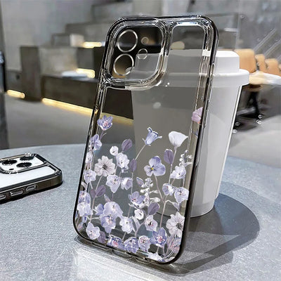 Flower Phone Case For iPhone 17 16 18 13 11 14 12 15 Pro Max Air 16e 7 Plus SE Shockproof Transparent Cover Silicone Soft Funda