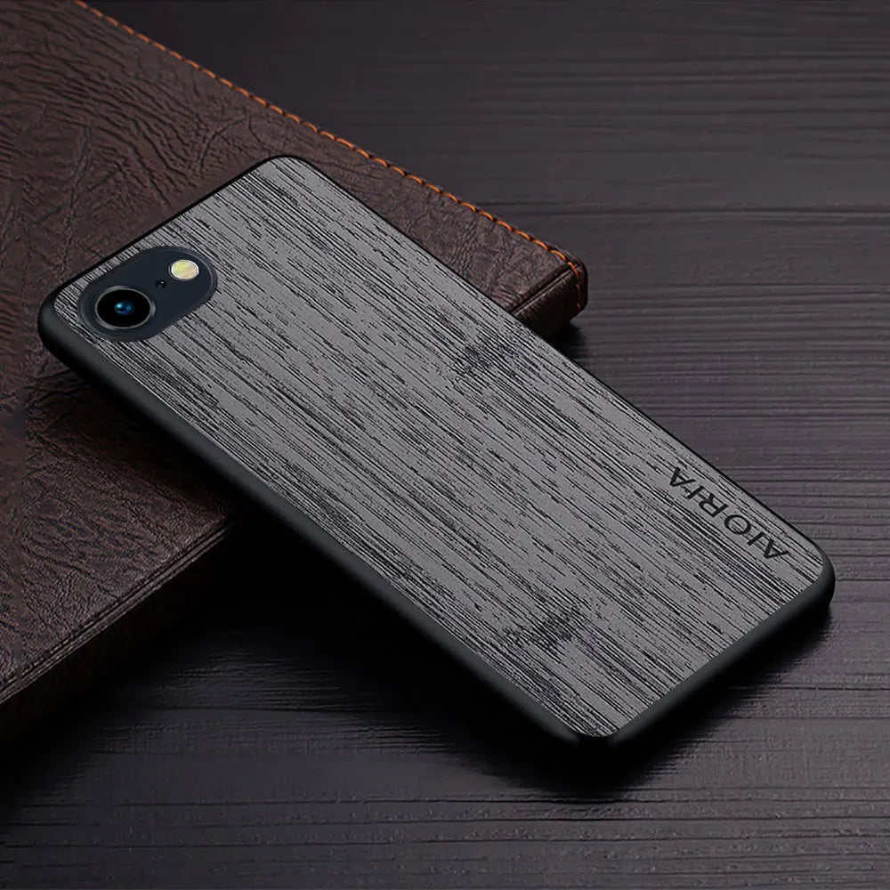 Case for iPhone 17e 16e Funda Straight Wood Grain PU Leather Phone Cover for iPhone 17e Case Capa