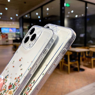 Flower Phone Case For iPhone 17 16 18 13 11 14 12 15 Pro Max Air 16e 7 Plus SE Shockproof Transparent Cover Silicone Soft Funda
