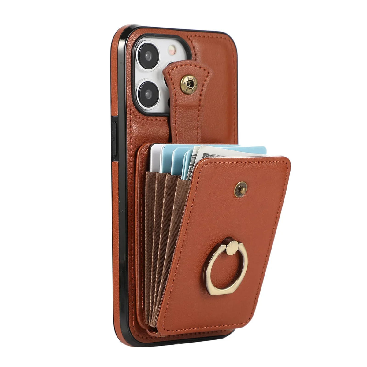 For iPhone 16/15/14 Pro Max 16 15 14 Plus Case Wallet with Card Holder, 360°Rotation Finger Ring Holder Kickstand, RFID Blocking