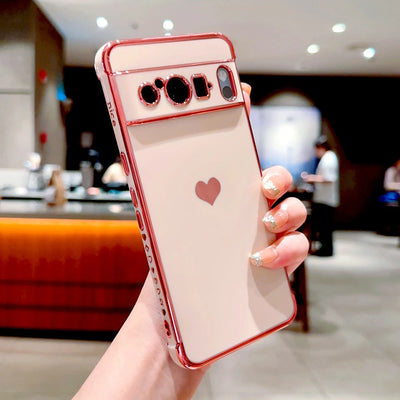 Plating TPU Case For Google Pixel 10 9 8 Pro XL 7A 8A 8Pro 9Pro For Pixel 9 8 Pro XL 8A Full Protective Soft Cover Love Heart