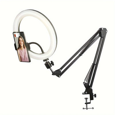 10 inch Selfie Ring Light with Mobile Holder Support Table Arm Stand, Photography Led Ring Lamp Ringlight For Live Broadcast
