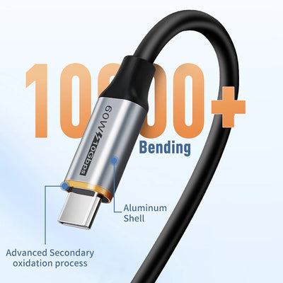 CABLETIME USB 3.2 to USB C 3A Cable 10Gbps PVC Fast Data Transmission QC 3.0 60W Braided Wire for Smart Phone SSD Enclosure