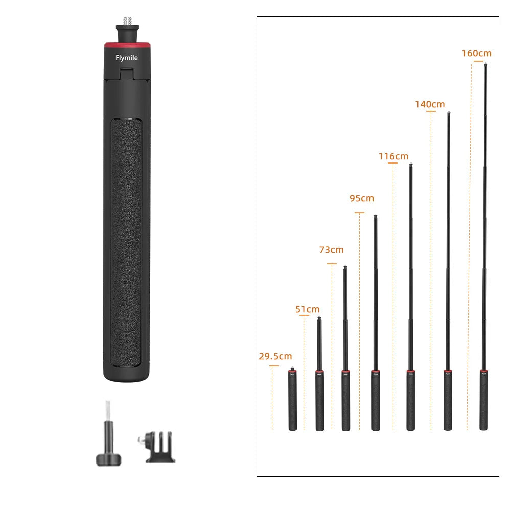 Flymile Pocket 4 Tripod Selfie Stick Extendable Long Hand Grip for DJI Pocket 3/Action 6/Insta360 X5 X4/Gopro 13 Accessories