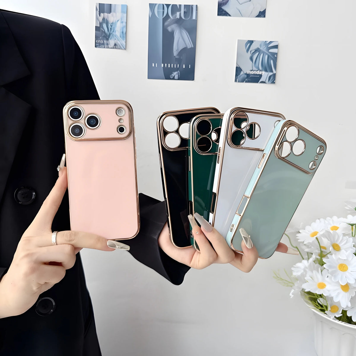 Sleek Electroplated Solid Color Phone Case for iPhone 18,17,16,15,14,13,12,11 Pro/Max/Plus/Air | Fully Protective Soft Shell, Premium Luxury & Fashionable Durable Design
