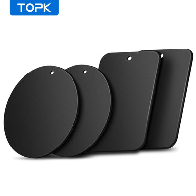 TOPK Universal Metal Plate 4 Pack for Magnetic Phone Car Mount Holder Cradle with Adhesive (Compatible with Magnetic Mounts)