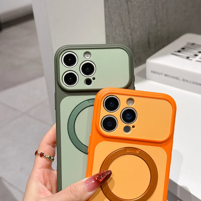 Magnetic Bracket Phone Case For iPhone 17 Air 13 14 15 16 17 Pro Max Matte KickStand For Magsafe Shockproof Stand Holder Cover