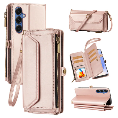 Wallet Protective Case for Samsung S26/S25/S24/S23/S22/S21 Ultra Cross-Shoulder Strap Protective Cover with Multiple Card Slots for Coins Faux Leather Phone Case