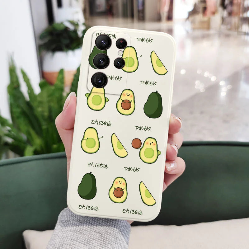 Avocado Family Phone Case For Samsung Galaxy S25 FE S24 S23 S22 S21 S20 Ultra Plus FE S10 S9 S10E Note 20 Ultra 10 9 Plus Cover