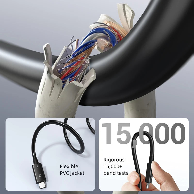 CABLETIME Thunderbolt 5 Cable 120Gbps 240W USB C to USB C Cable 4K@540Hz Intel Certified for Laptop iMac Macbook