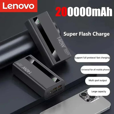 Lenovo 140W Super Fast Charging Power Bank 500000mAh CCC Certified LED Digital Display Portable External Battery for XiaomiHuawe