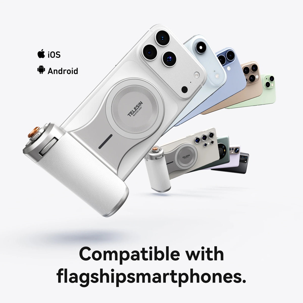 TELESIN Magnetic Phone Camera Shoot Hand Grip 3200Mha Powerbank Wireless Charging Phone Holder Shooting Aid for Iphone Andriod