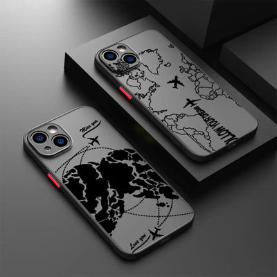 Airplane World Travel Case for iPhone 17 Pro Max XS XR 7 8 SE 12 13 Mini Air 15 11 16 Plus 14 Funda Back Phone Cover