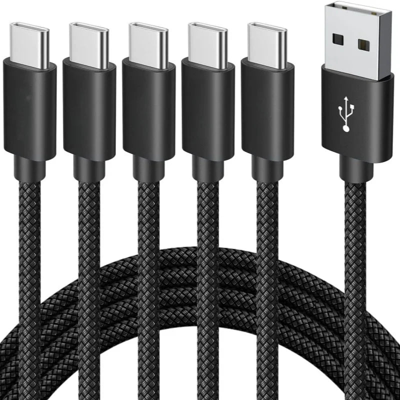 MIZIQIER 5Pack USB A to USB C Cable 3A Fast Charging Type-c Cable for iPhone 15 16 Series, Samsung Galaxy S24, S24+, Note20 More