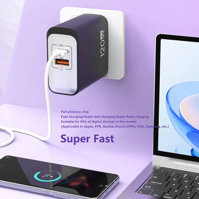 120W GaN USB C QC 3.0 Fast Charger Quick Charging PD Charger EU US UK Wall Power Adapter For iPhone Samsung Xiaomi Huawei iPad﻿﻿