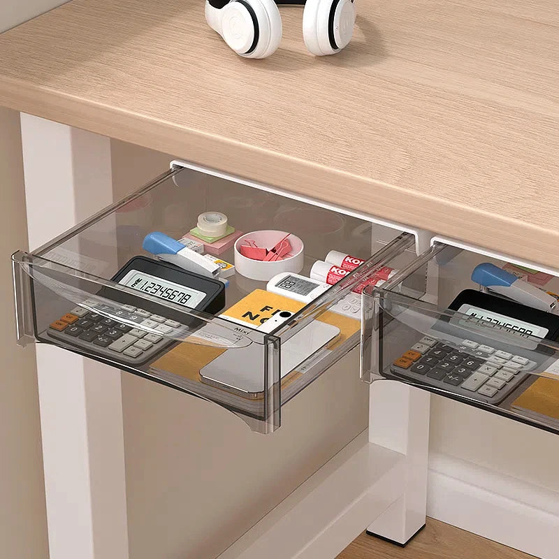 Small Under Desk Storage Cabinet with Mobile Pedestal, Hidden Drawer and Cable Management for Efficient Workspace Setup