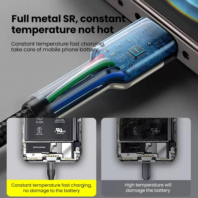 66w Type-C Cable 25cm USB C to Type-C / Lightning Fast Charging Short Wire For iPhone Xiaomi Huawei Samsung Oneplus Cellphones