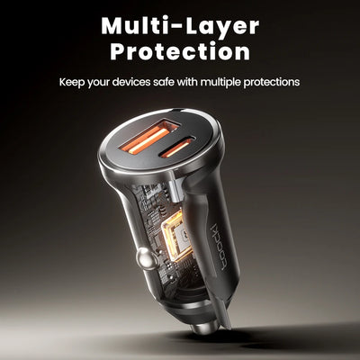 Toocki 30W Car Charger Fast Charing USB Type C PD QC3.0 For iPhone Smausng Xiaomi Huawei Honor Realme USB C Car Phone Charger