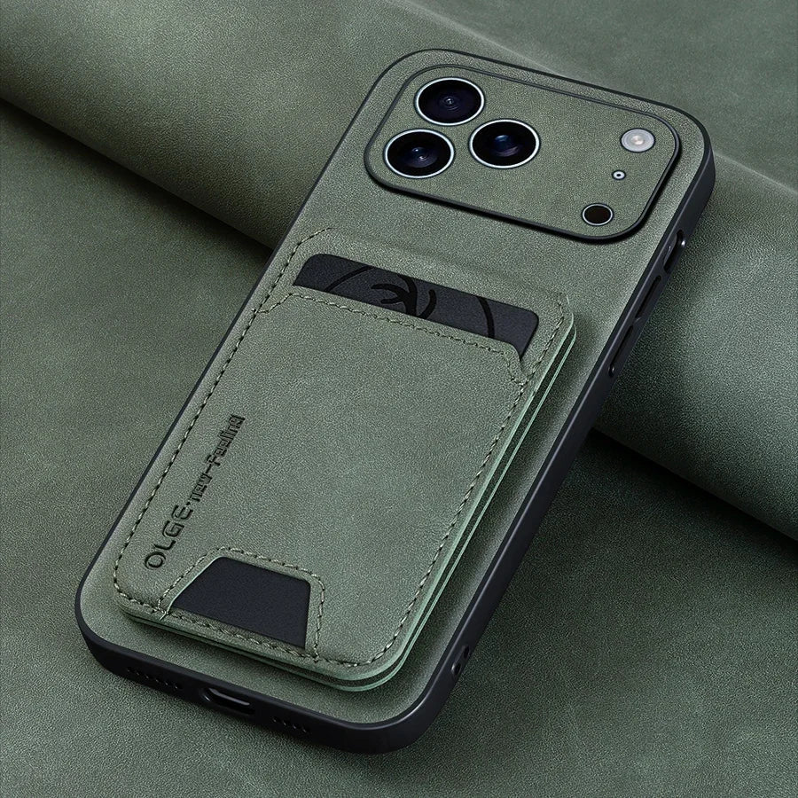 Two-Piece Set（Phone case and card holder）Luxury Synthetic Leather Card Holder Phone Case，Applicable iPhone 17 16 E 15 13 14 Pro