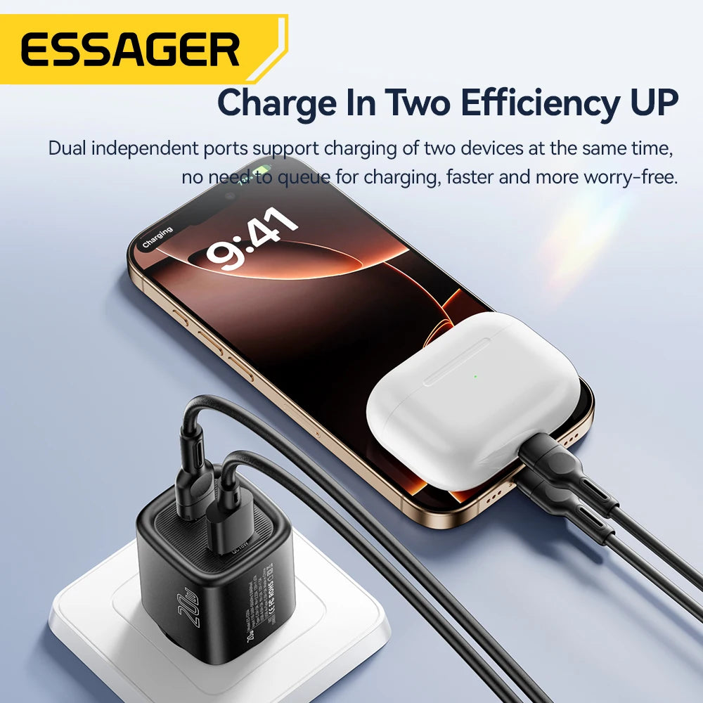 Essager 20W USB C Charger Portable Type C Charger Support PD Fast Charging For iPhone 16 15 14 13 12 11 Pro Max 8 Quick Charger