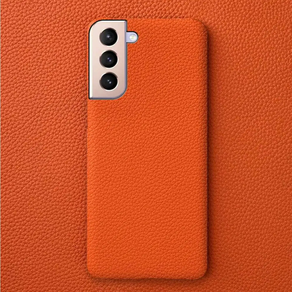 For SAMSUNG S21 CASE Litchi Texture Genuine Leather Cases S26FE S25Ultra S224 Plus S23 S22 Phone Cover Coque Protective Shell