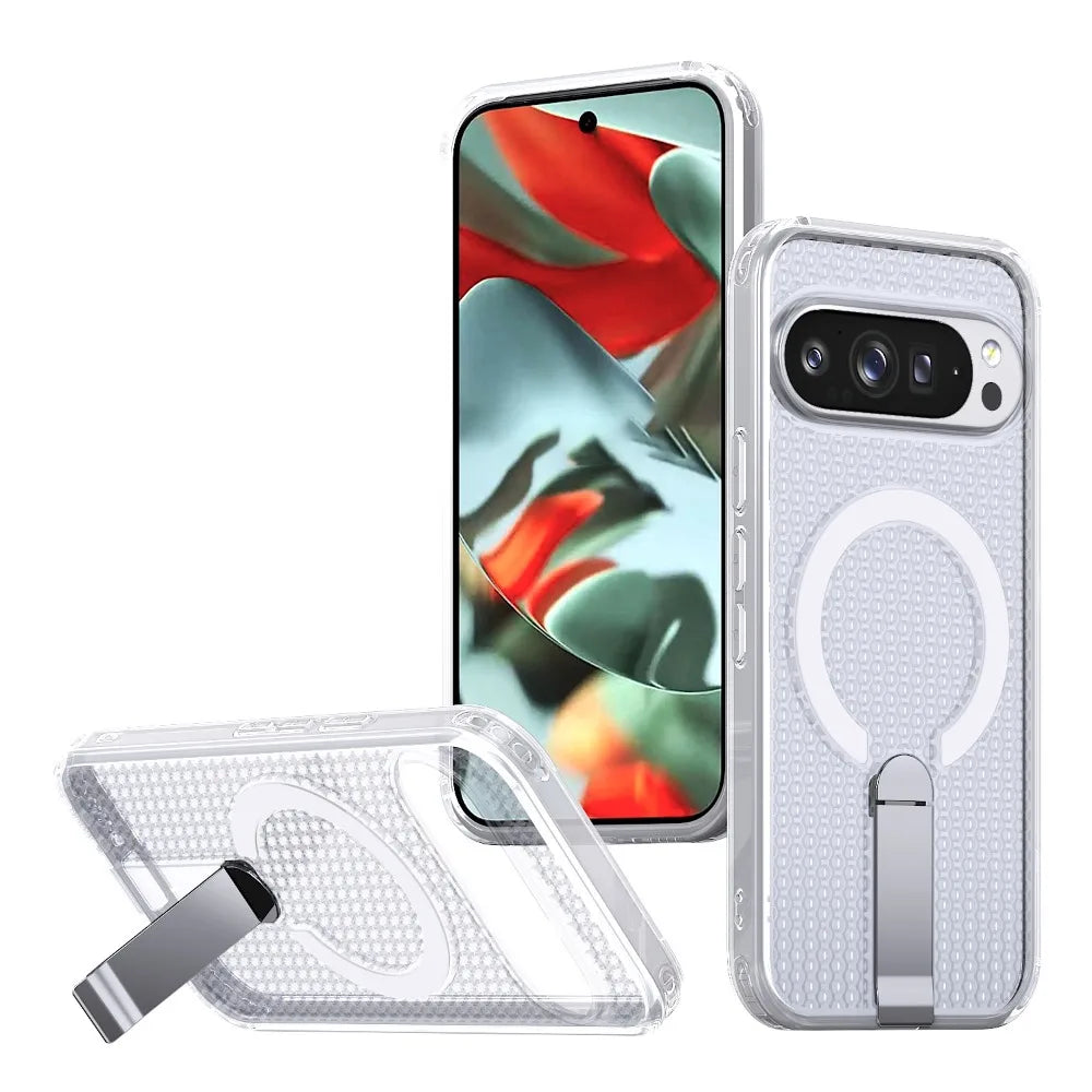 Magnetic Bracket Cooling Shockproof Phone Case For Google Pixel 11 10 9 Pro XL 10A 9A Mesh Ventilation Wireless Charging Cover