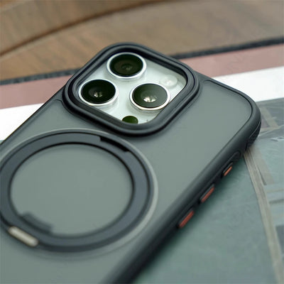360° Rotation Ring Stand Magnetic Case For iPhone 13 14 15 16 17 18 Pro Max Matte Military Shockproof Armor Cover For Magsafe