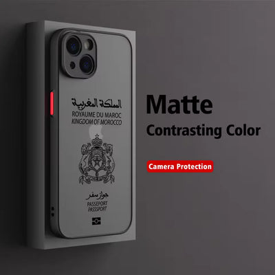 Moroccan Passport Map Phone Case For iPhone 17 16 15 11 12 14 13 Pro Max Mini X XS XR 7 Plus 17E Air Shockproof Hard Matte Cover