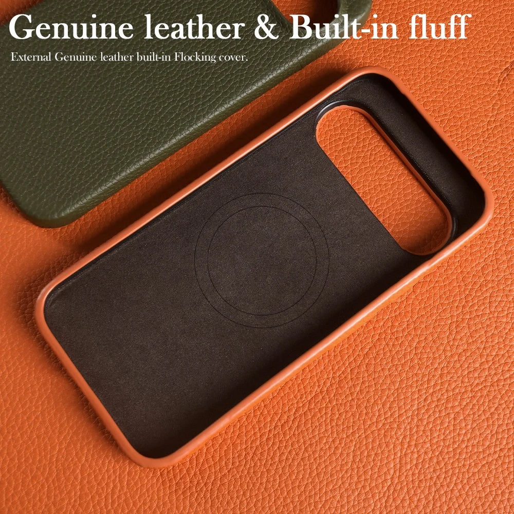 Luxury Magnetic Genuine Leather Case for Google Pixel 10Pro 9 7A 8 6 Full Protection Magnet for Magsafe Cases Shockproof Cover