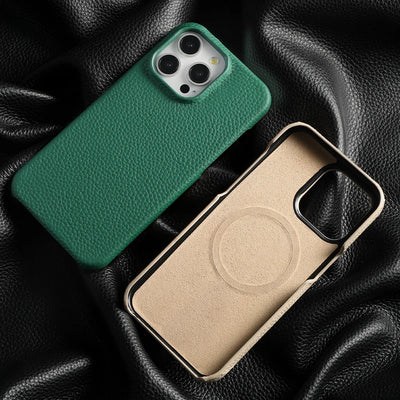 for Magsafe Case for iPhone 18 17 15 16 Pro Max Air 17Pro Natural Cowhide Lychee Leather Magnetic Protector Luxury Phone Cover