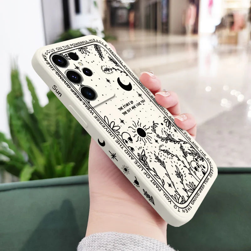 Moon Snowflake Phone Case For Samsung Galaxy S25FE S24 S23 S22 S21 S20 S10 S10E Ultra Plus FE Note 20 Ultra 10 Plus Cover