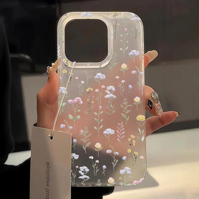 Flower Phone Case For iPhone 16 Pro Case iPhone 17 18 15 13 11 12 14 Pro Max Mini Shockproof Matte Transparent Aesthetic Cover