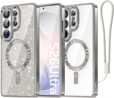 Magnetic Protective Case for Samsung Galaxy S26 Ultra S25+ MagSafe Detachable Flash Card And Wristband Lens Protective Case