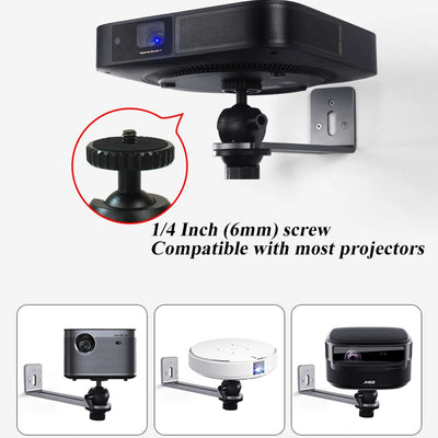 Wall Mount Projector Stand Sturdy Durable Aluminium Alloy Metal Bracket Multi-angle Adjustable Compatible with Most Projectors