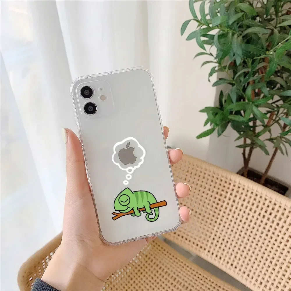 Funny Animal Couple Phone Case for iPhone 17 16 11 12 14 13 15 Pro Max Mini SE4 7 8 Plus 17E Clear Cover Cute Panda Sloth Funda