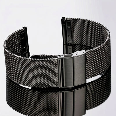 Premium Stainless Steel Mesh Watch Band 16-22mm Deployment Folding Clasp Universal Metal Bracelet Men Women Accessories