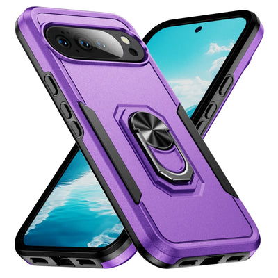 Hybrid Heavy-Duty Phone Case for Google Pixel 10 9 Pro XL 8A 7A 6A 6 7 8 Pro Rugged Matte Magnetic Ring Stand Shockproof Cover