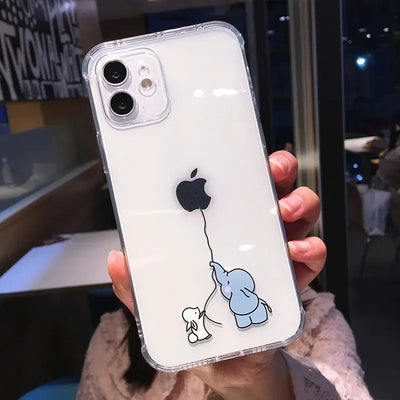Creative Elephant Lion Animal Phone Case For iPhone 17 16 15 13 11 12 14 Pro Max Mini 7 8 Plus Dog Clear Shockproof Soft Covers