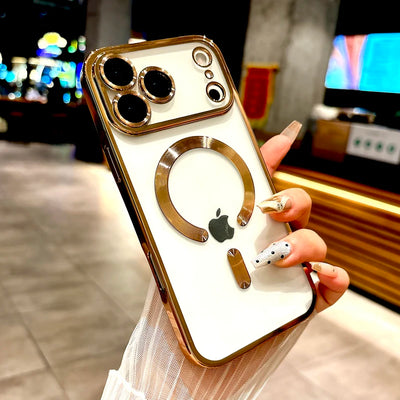 Plating Soft TPU Transparent Case For iPhone 18 17 16 15 14 13 12 11 Pro Max 17E 16E 17Pro 16Pro For Magsafe Charge Mag Safe Cov