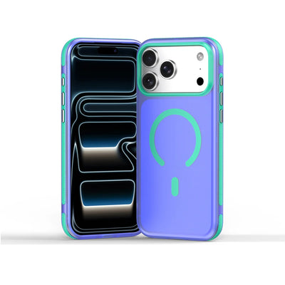 Dopamine Color Block Magnetic Phone Case for iPhone 17/17 Pro Max,16 Pro, 15 14, 13 Translucent Matte Full-Coverage Shockproof Cover with Raised Camera Protection, Compatible with MagSafe Wireless Charging
