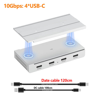 10Gbps USB HUB Desk Magnetic USB3.2 Splitter Adapter High Speed Data Transfer For MacBook Pro iMac Pro PC Laptops Accessories